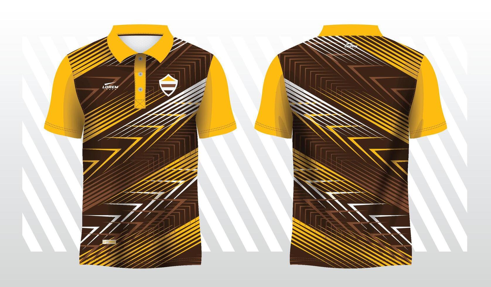 abstract brown and yellow background polo jersey sport. Sport uniform in front and back view. Mock up for sport club vector