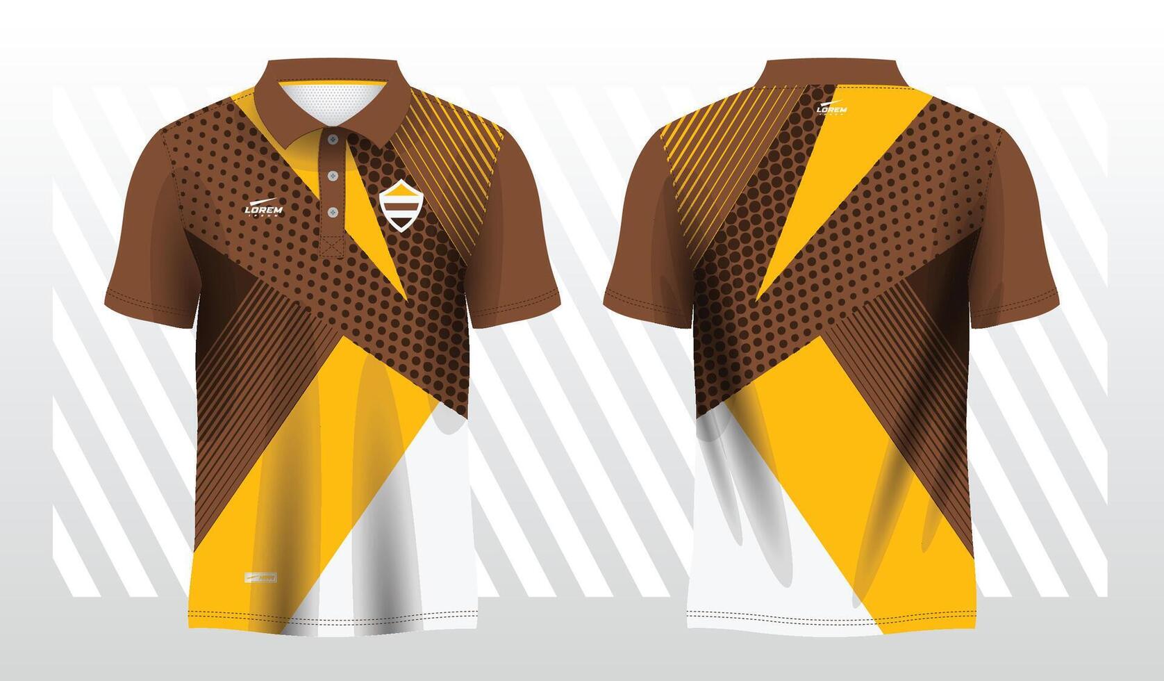 brown and yellow background polo jersey sport. Sport uniform in front and back view. Mock up for sport club vector