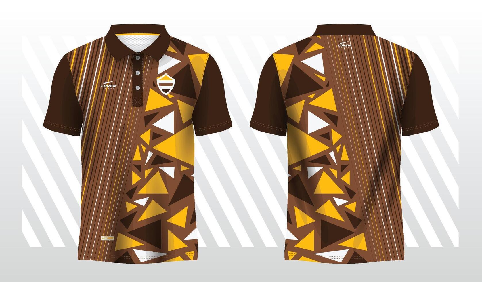 abstract brown and yellow polo jersey sport. Sport uniform in front and back view. Mock up for sport club vector