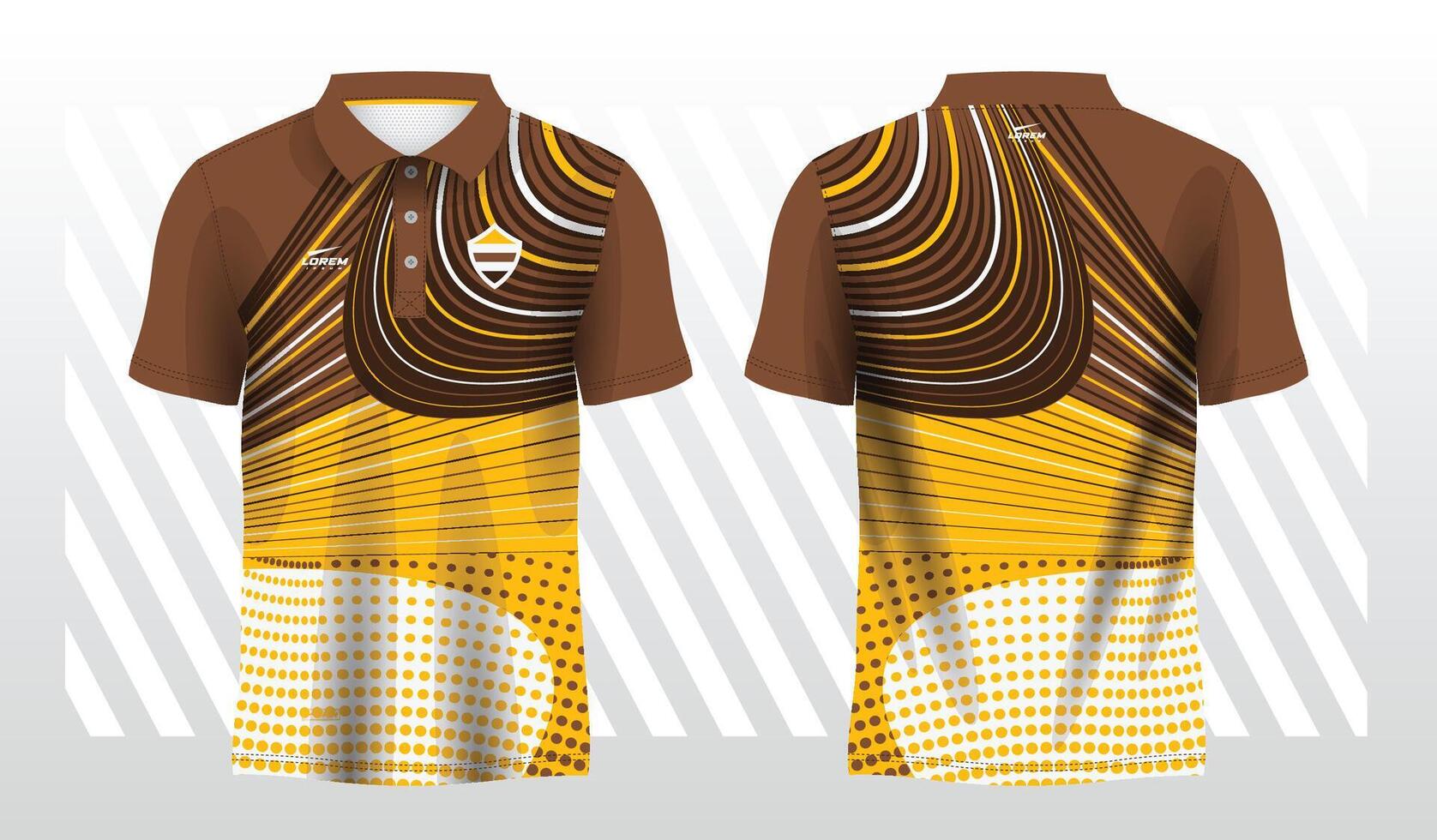abstract brown yellow polo jersey sport. Sport uniform in front and back view. vector