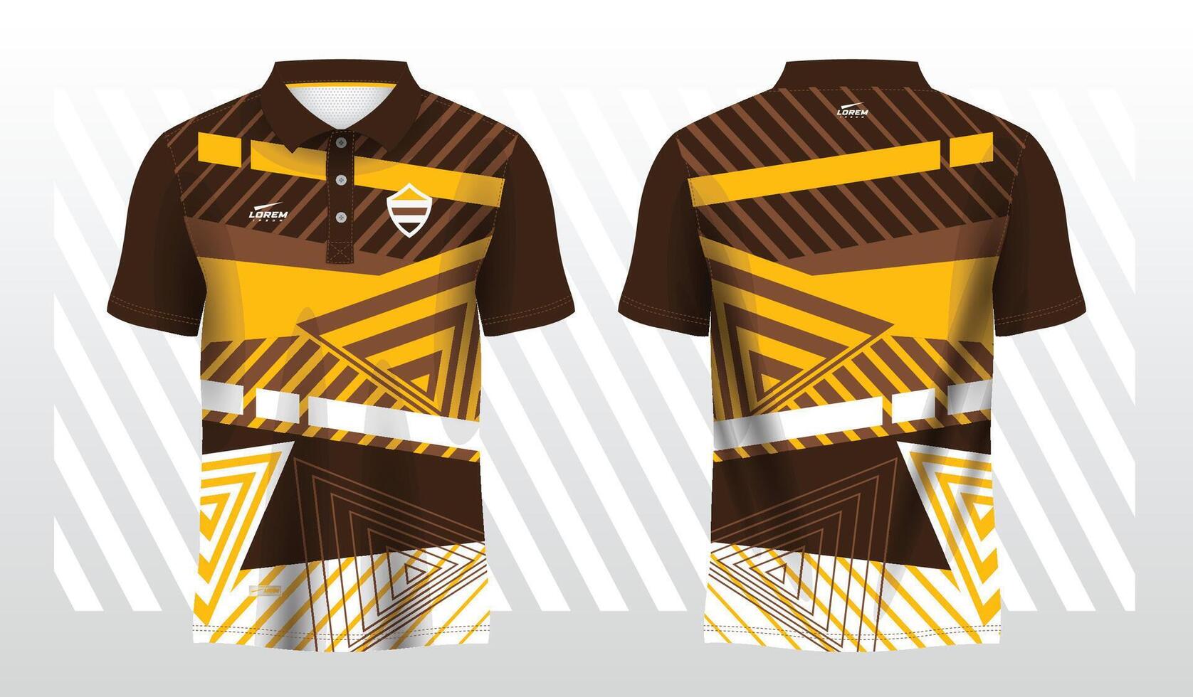 abstract background brown yellow polo jersey sport. Sport uniform in front and back view. Mock up for sport club vector