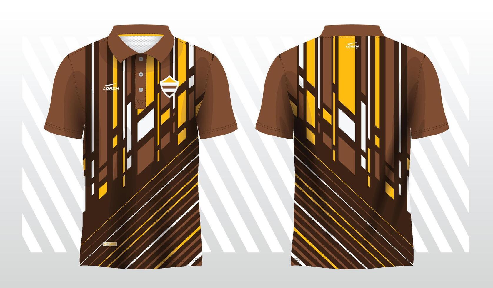 brown yellow abstract background polo jersey sport. Sport uniform in front and back view. Mock up for sport club vector