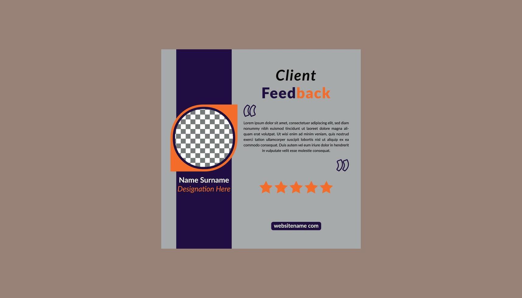 Modern Client Testimonial Design. Luxurious Template Display for Promotional Campaign. vector