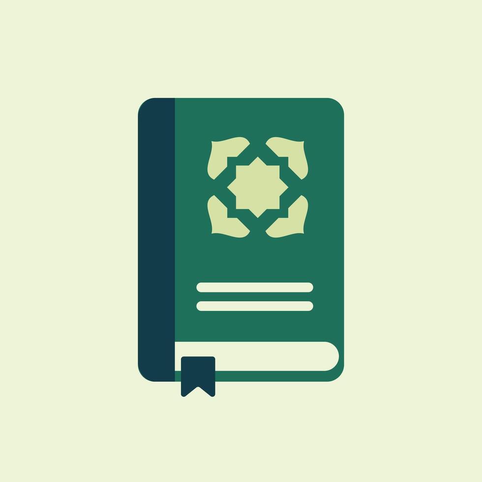 Ramadan themed quran book icon, minimalist style seasonal book logo suitable for website vector