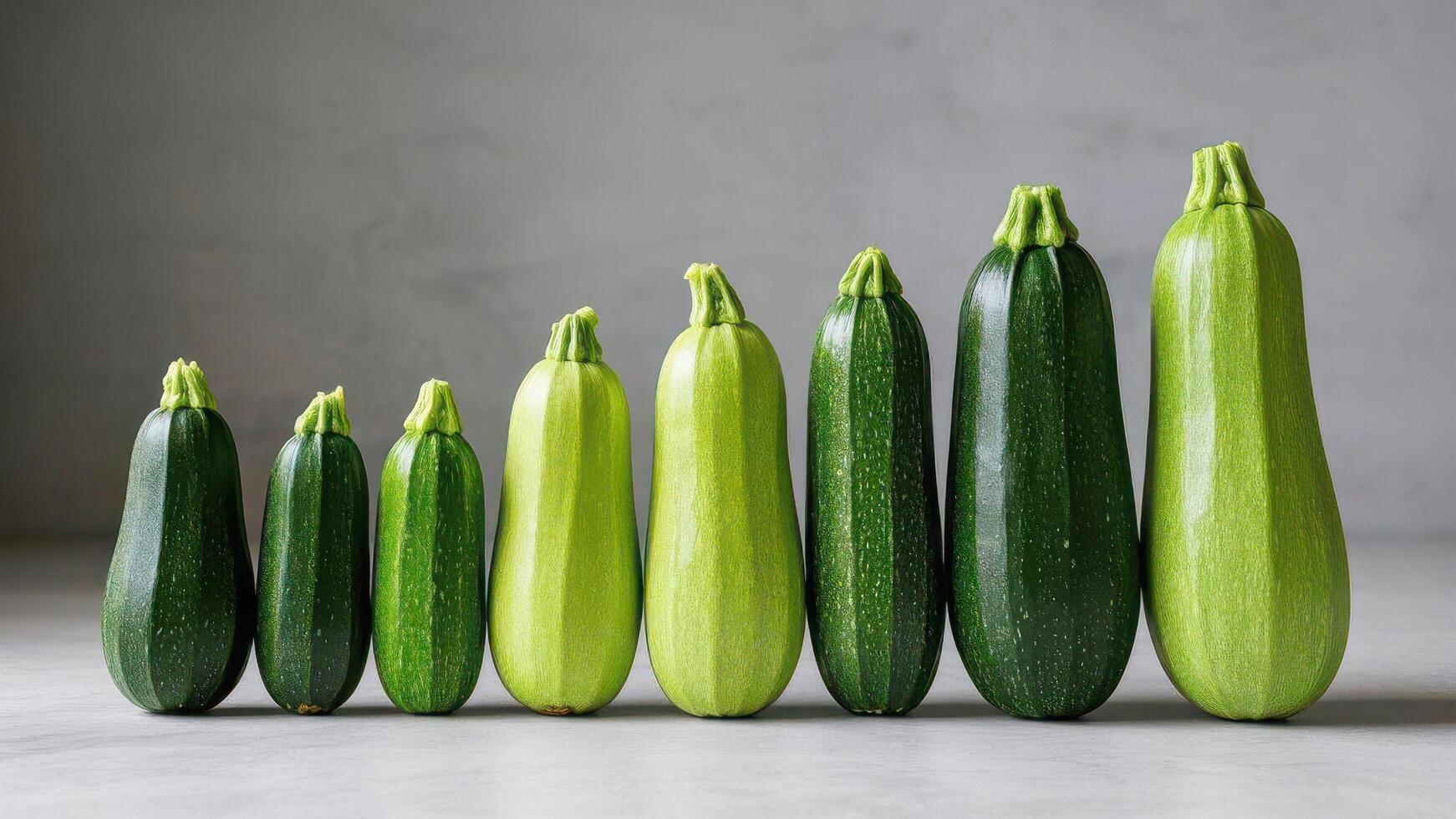 A bunch of fresh green zucchinis ready for cooking and healthy recipes. photo