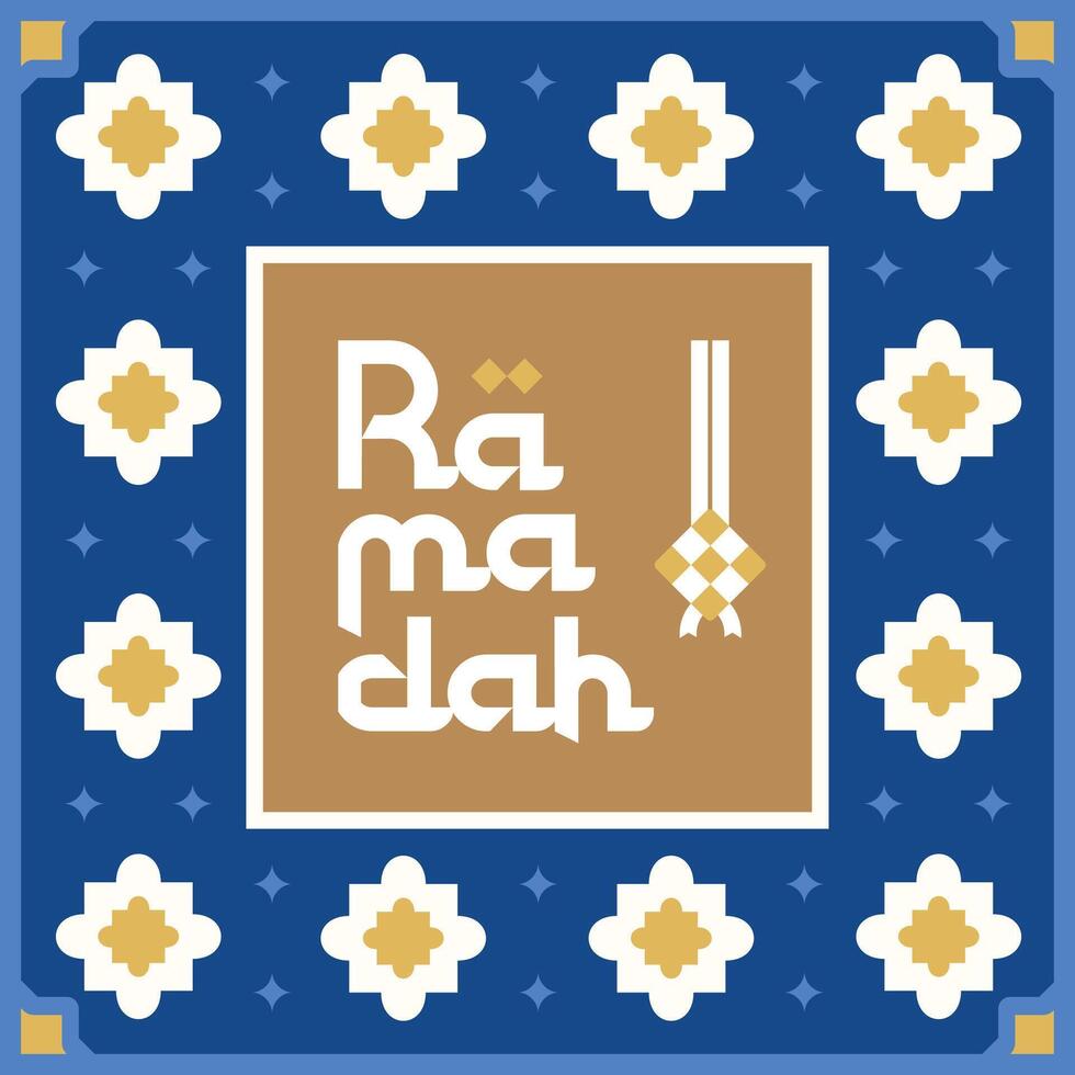 ramadan kareem greetings in flat style, islamic pattern for poster vector
