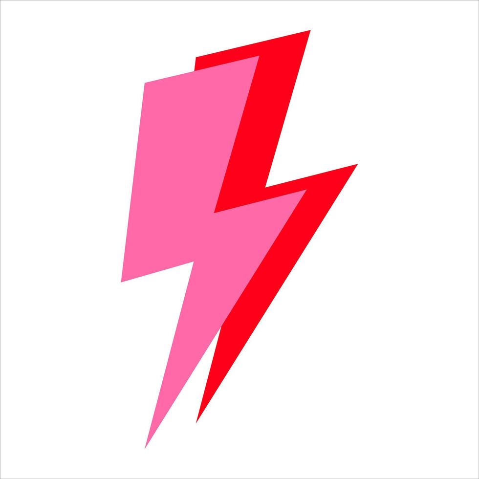 Fashion illustration print. Lightning icon. Energy symbol in pink and red. vector