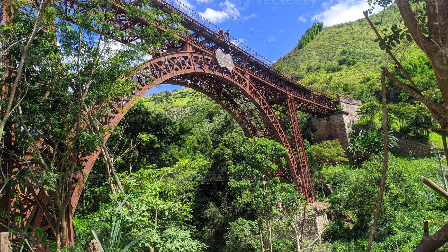 iron bridge nature adventure green valley photo