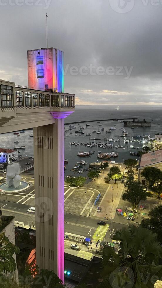 elevator lacerda sea boats lights view in bahia photo