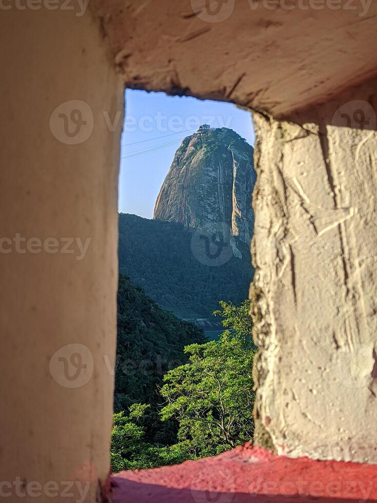 sugarloaf mountain framed view bondinho rio de janeiro photo