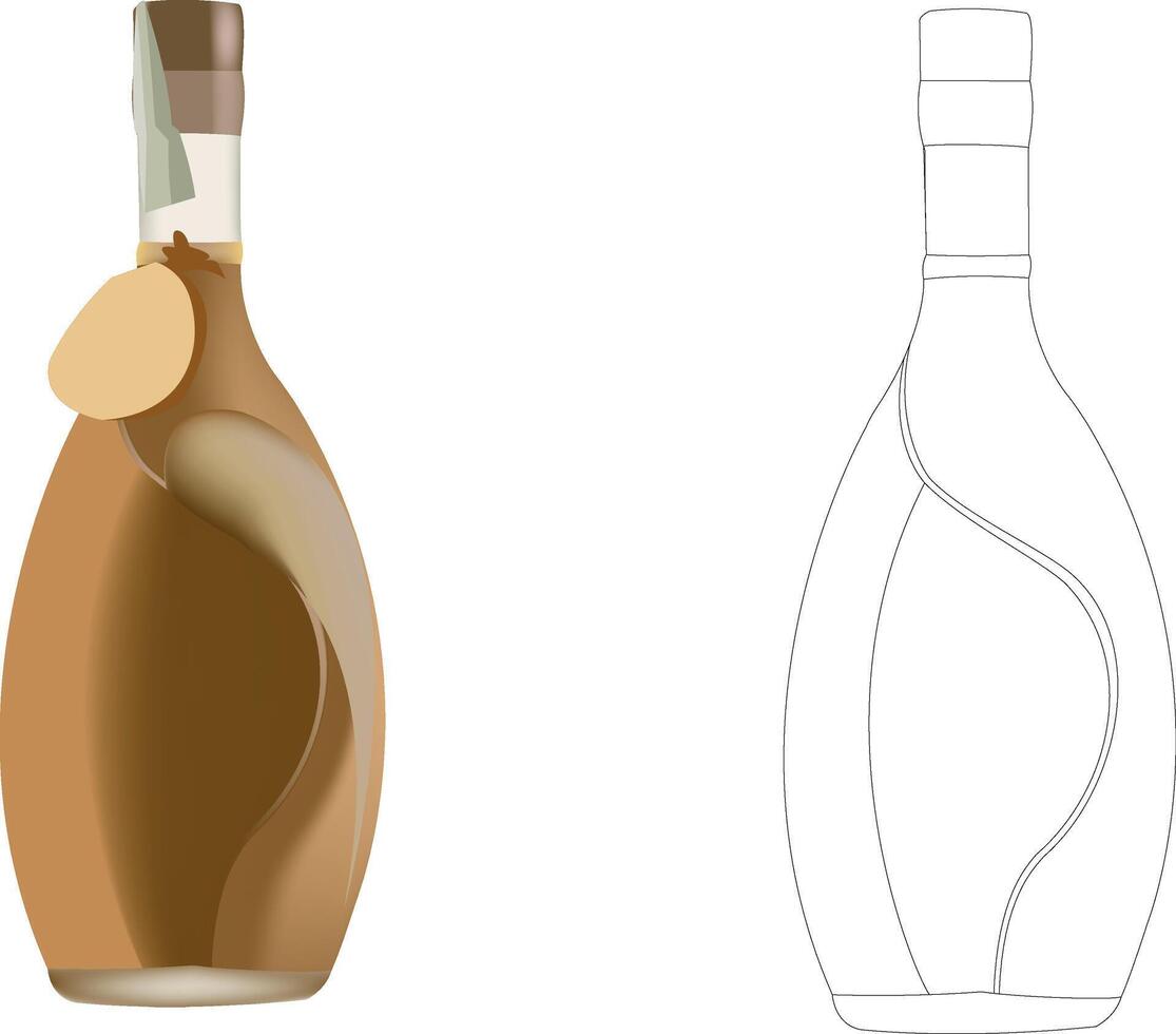 bottle containing liqueur chestnut cream- vector