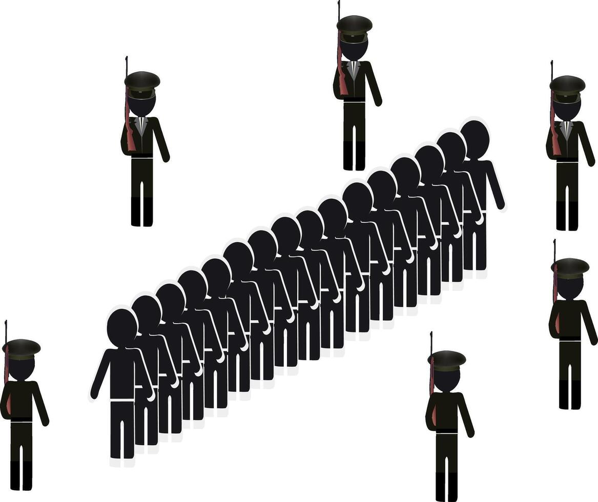 A group of people in uniform standing in a line vector