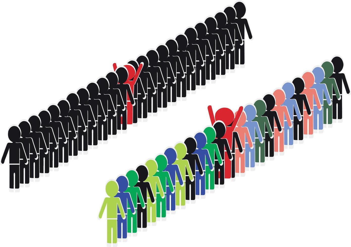 A group of people are standing in a line vector