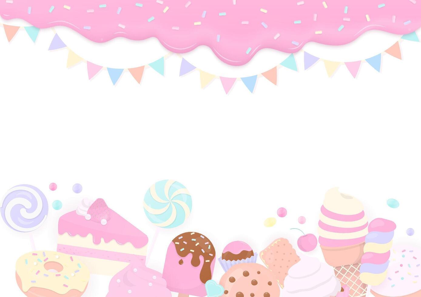 Colorful bakery and pink icing background vector