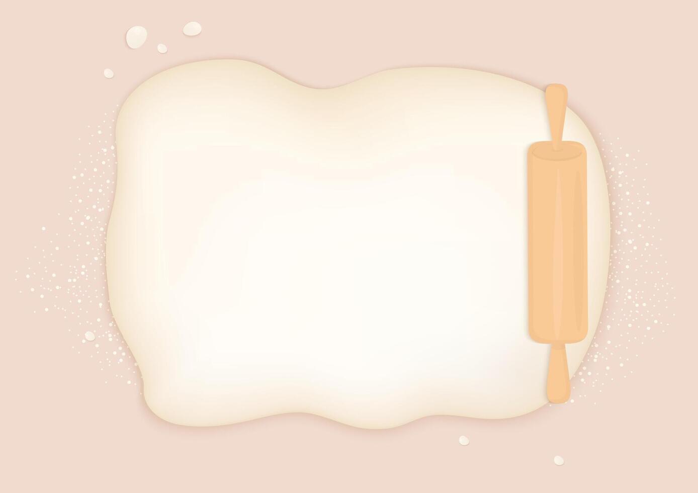 Bread dough and rolling pin background vector