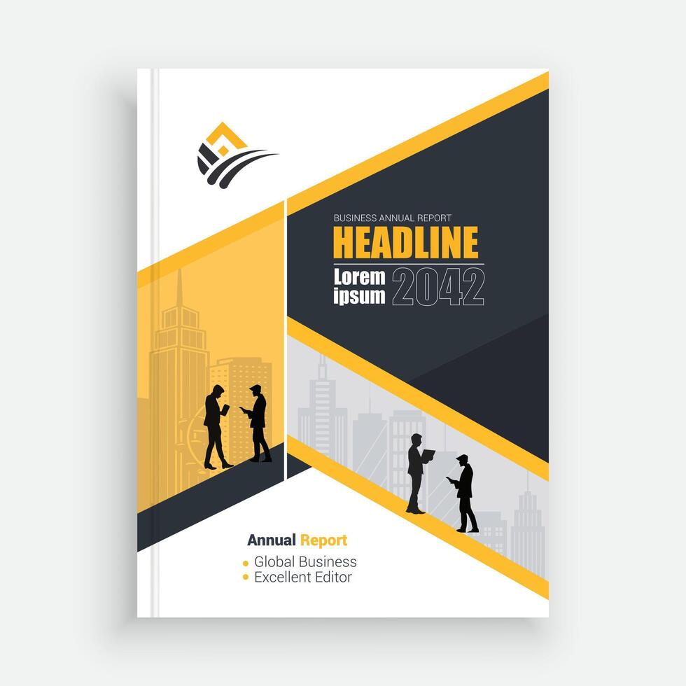a business brochure with yellow and black triangles vector