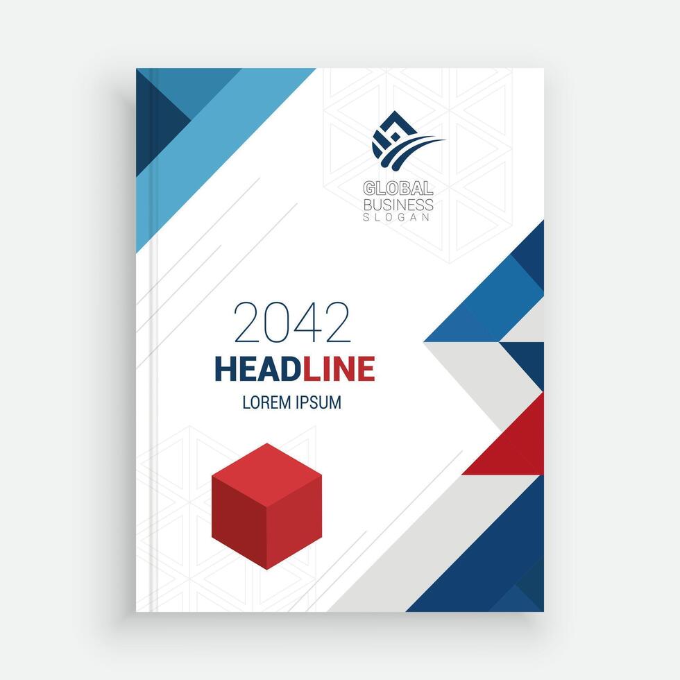 2042 business brochure with a red, white and blue design vector