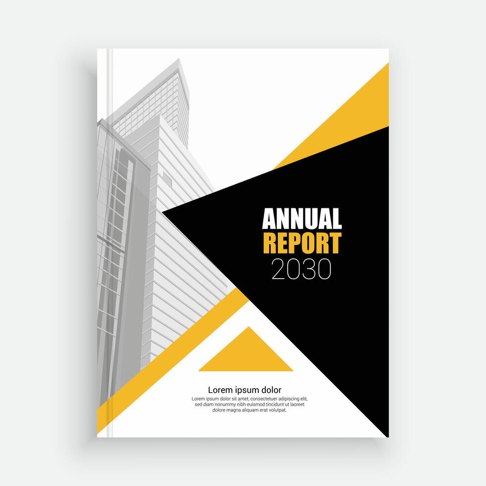 a black and yellow annual report template vector