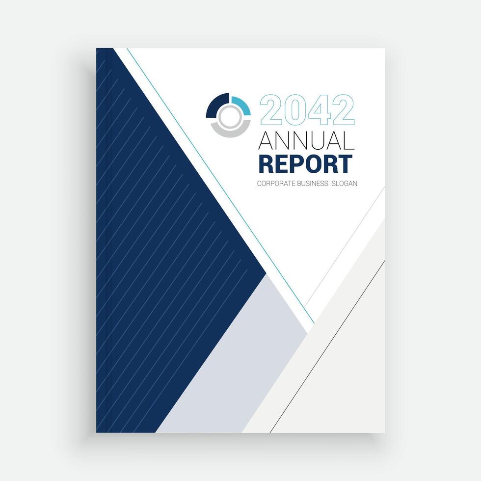 a brochure with a blue and white design vector