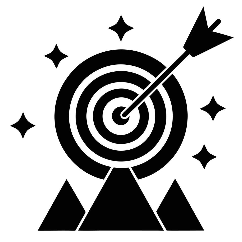 target and a mountain black and white icon vector