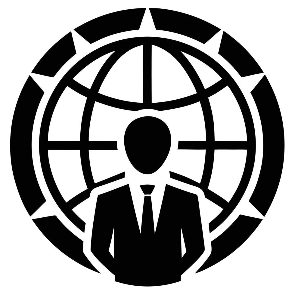 Global business icon, corporate silhouette vector