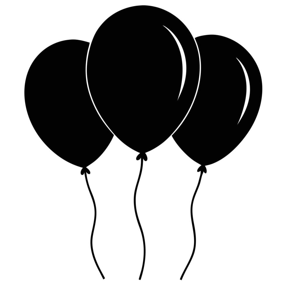Black balloons, silhouette, minimalist design, party decoration vector