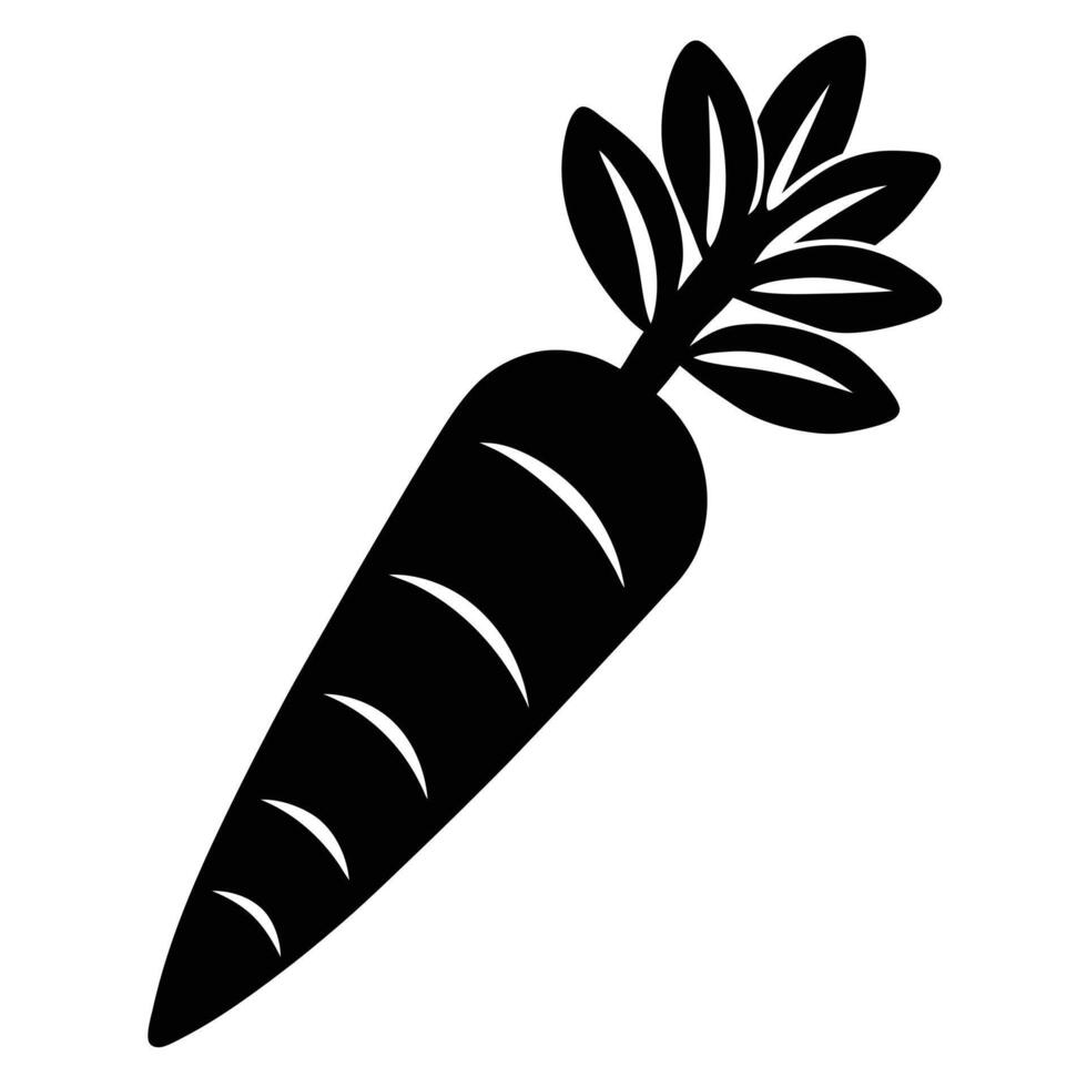 carrot icon, minimalist design, graphic illustration, Black and white silhouette vector