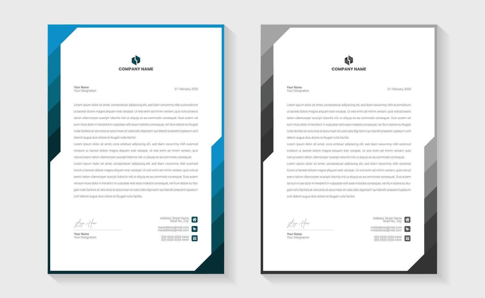 Corporate clean and professional letterhead design. A4 size print ready. minimal vector