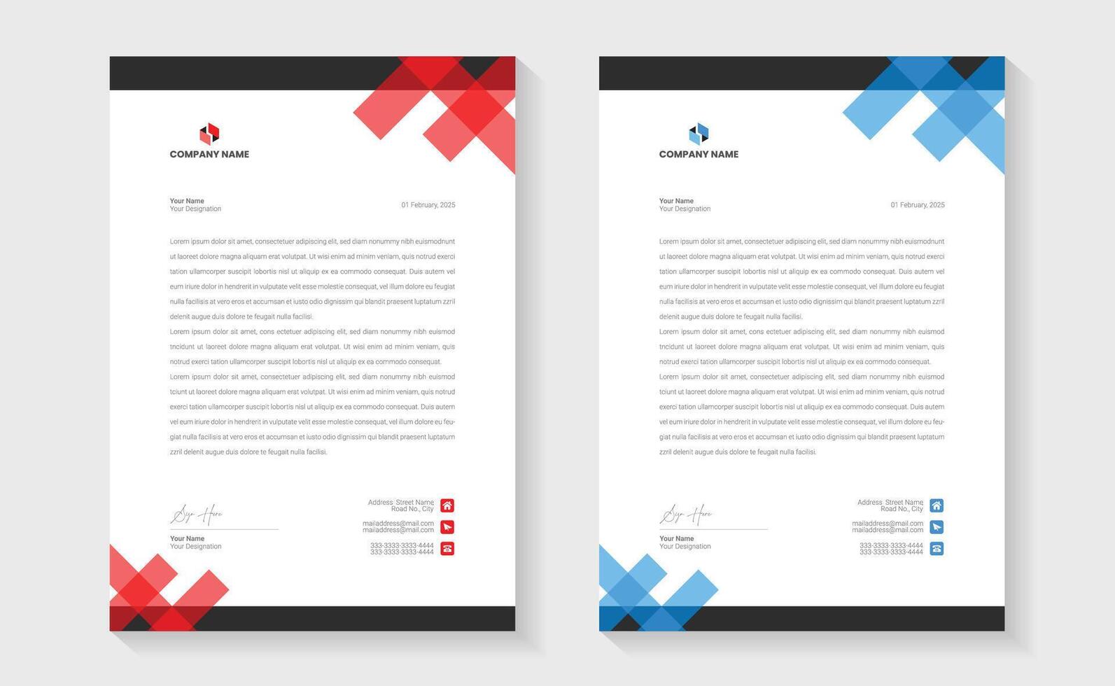 Corporate clean and professional letterhead design. print ready vector