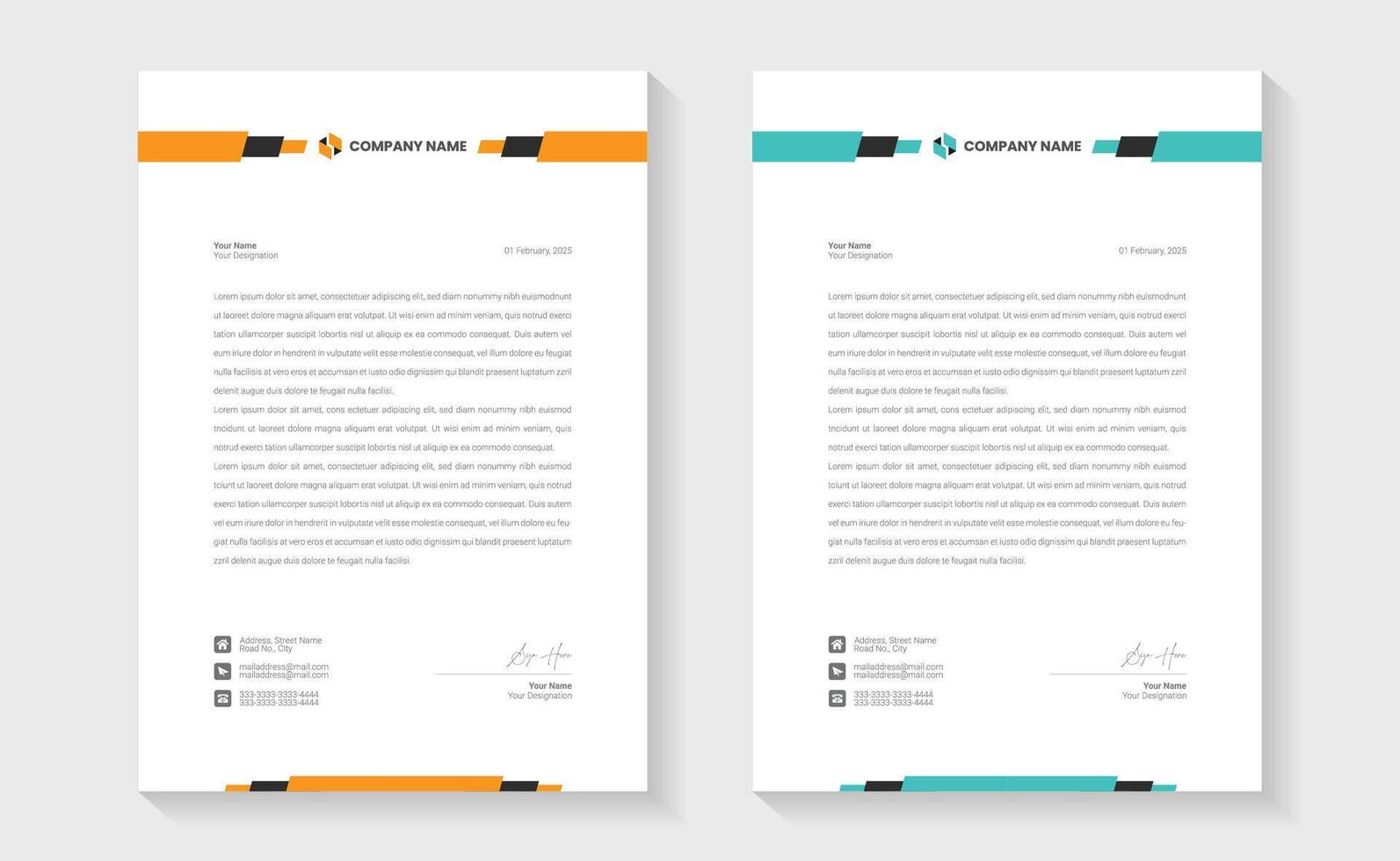 Corporate clean and professional letterhead design. A4 size print ready vector