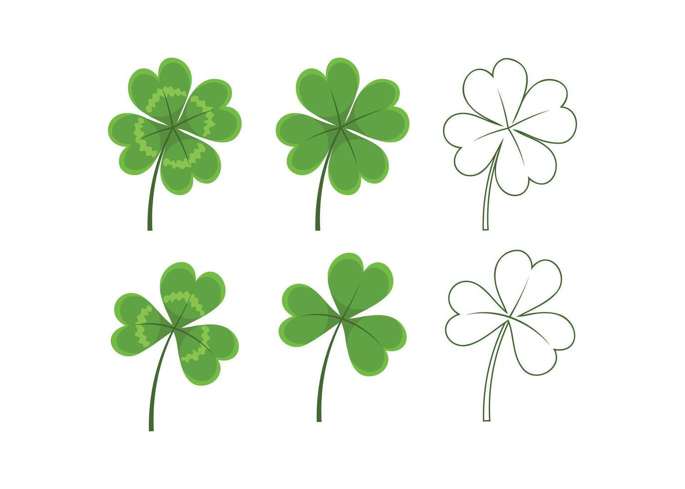 Green clover leaf set vector