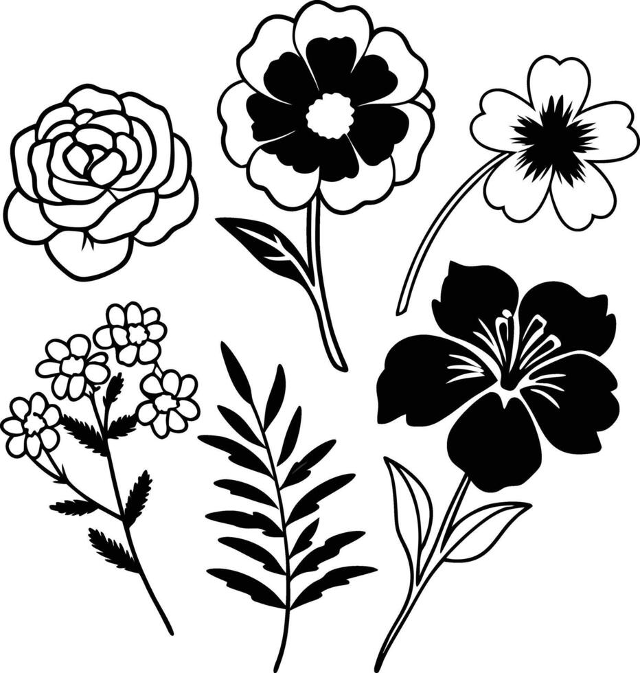 Charming Flower Doodle Graphics Pack vector