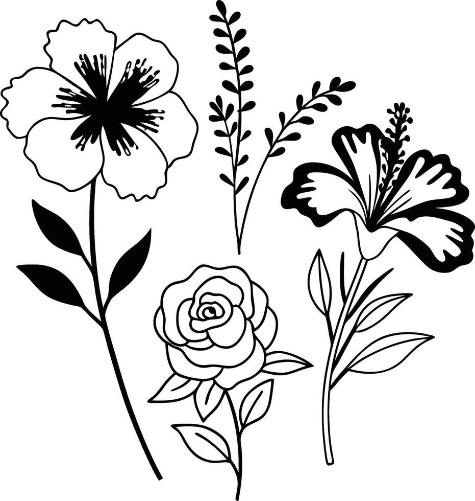Floral Bouquets and Decorative Flowers vector