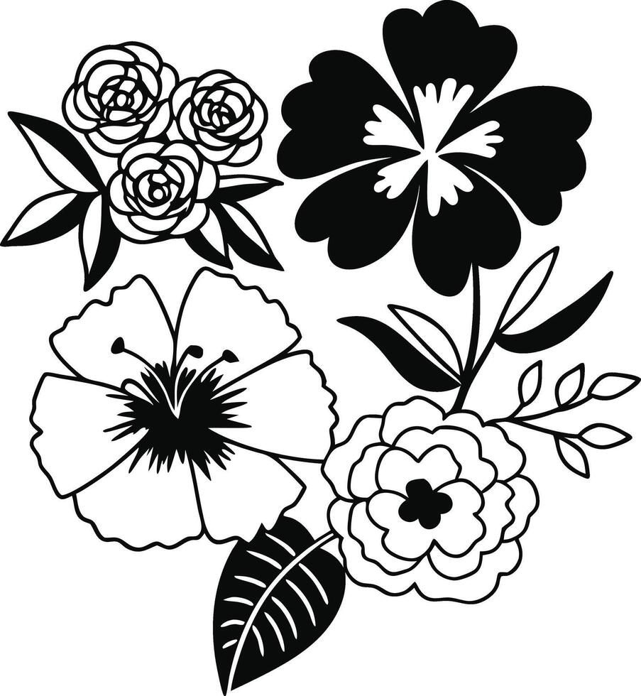 Minimalist Botanical Doodle Set vector