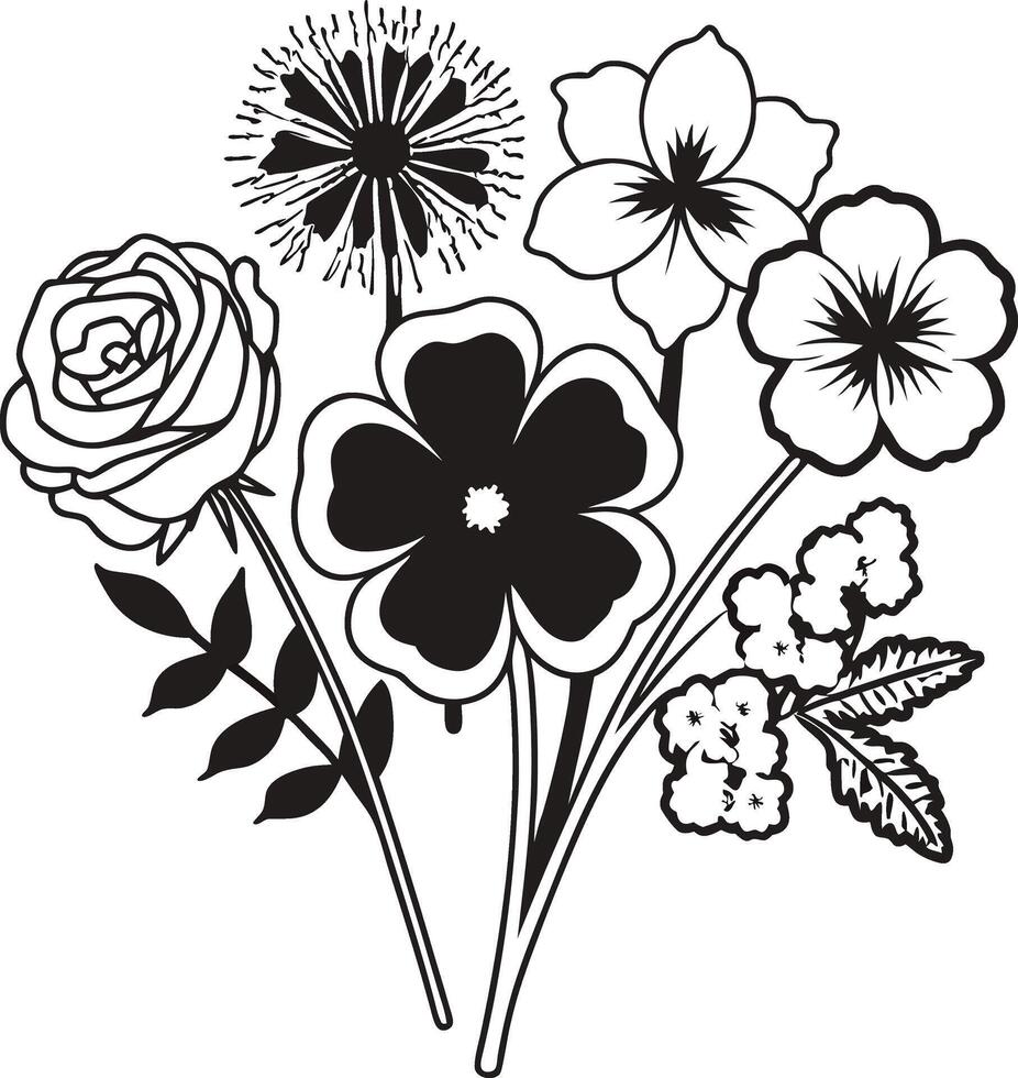 Abstract Floral Doodle Illustrations vector