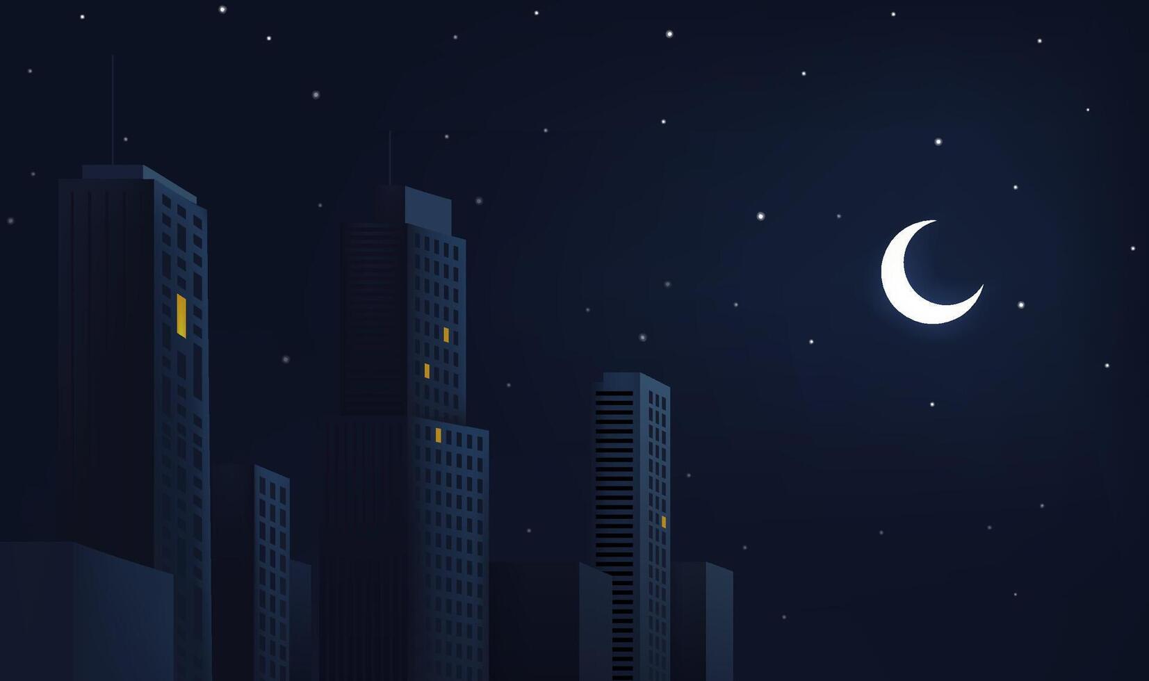 Night horizontal illustrations of the night sky and buildings of the city vector