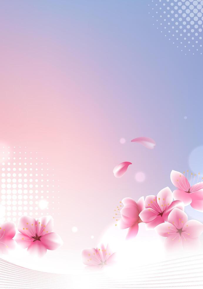 vertical background design pink peach blossoms and abstract elements vector