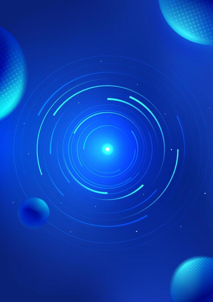 Futuristic style abstract vertical illustrations Blue Planet and halo vector