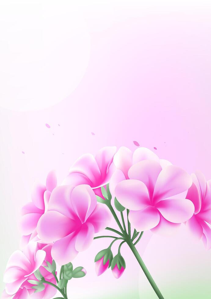 Spring vertical illustration design pink hydrangea vector