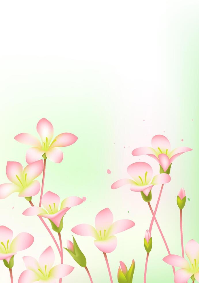 Spring vertical illustrations design small pink flowers vector