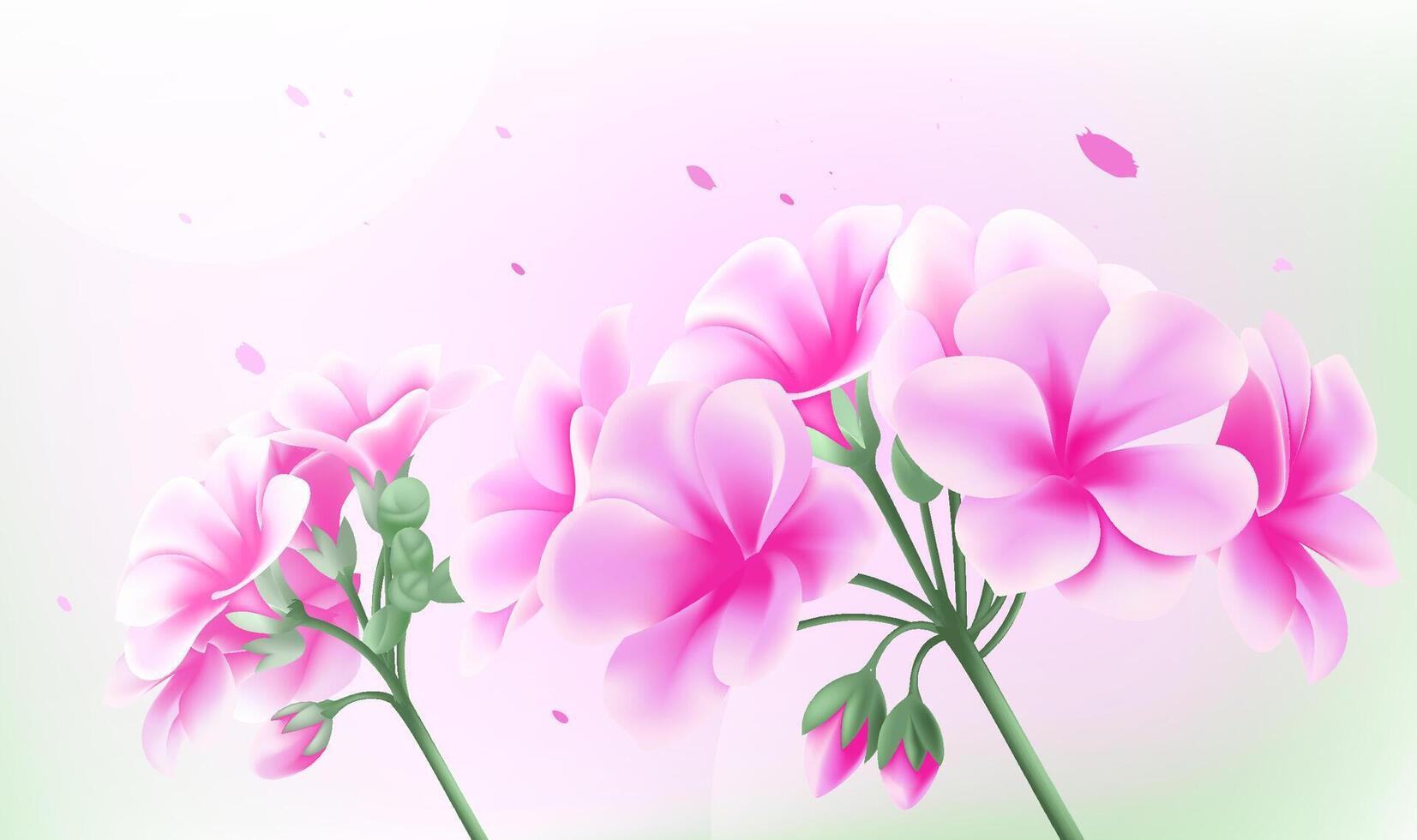 Spring horizontal illustration design pink hydrangea vector