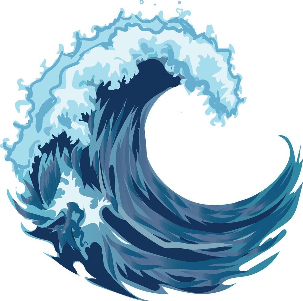 Majestic Ocean Wave with Splashing Foam in Dynamic Motion vector