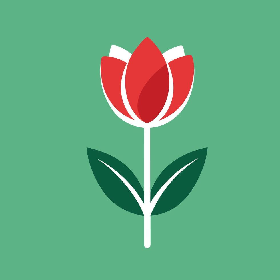a tulip icon with a curved stem and an elegant vector