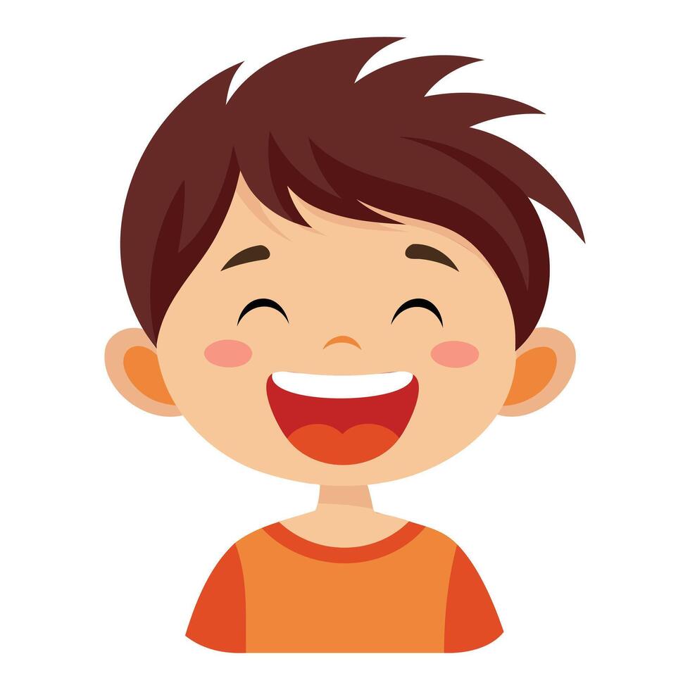 Joyful Boy Laughing Cartoon Illustration vector