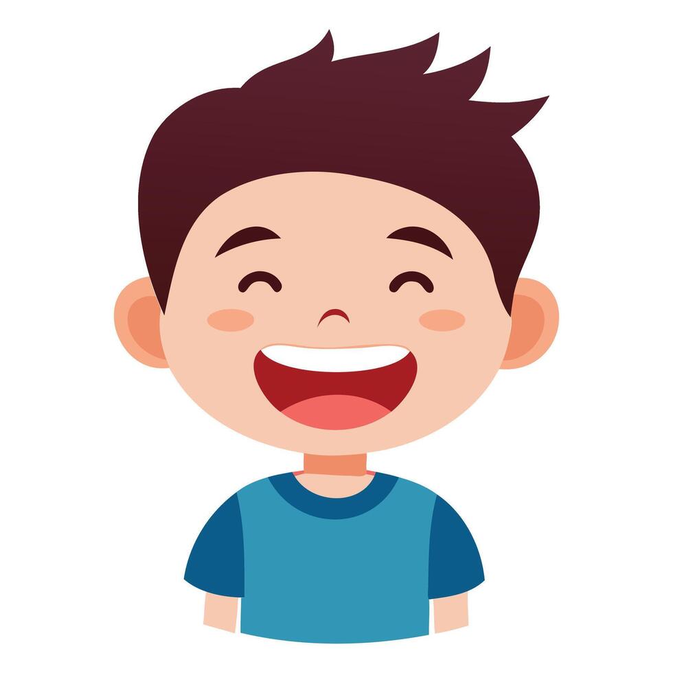 Cute Boy Laughing Cheerfully Art vector