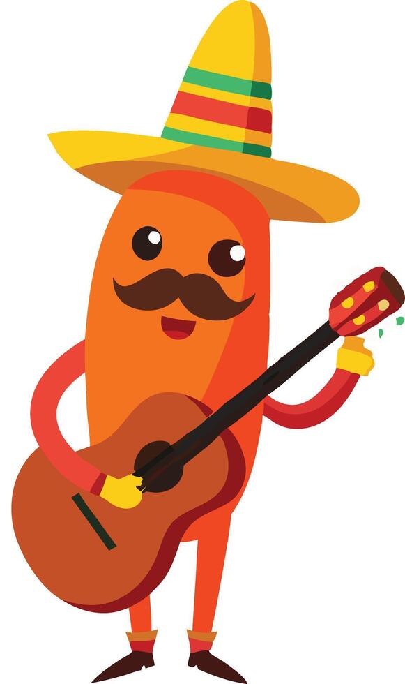 Mexican Cartoon Playing Guitar vector