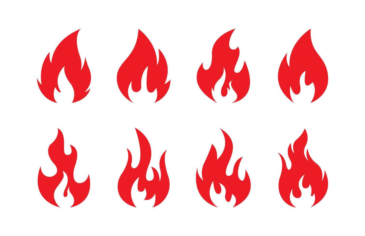 Set of burning fires of flames - illustration vector