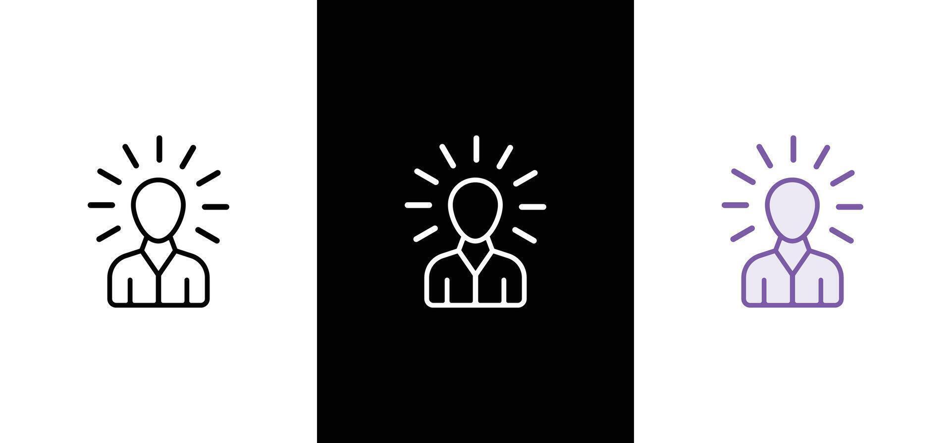 Leadership icon set. Containing leader, vision, guidance, mentorship, coaching, influence, charisma, challenge. vector