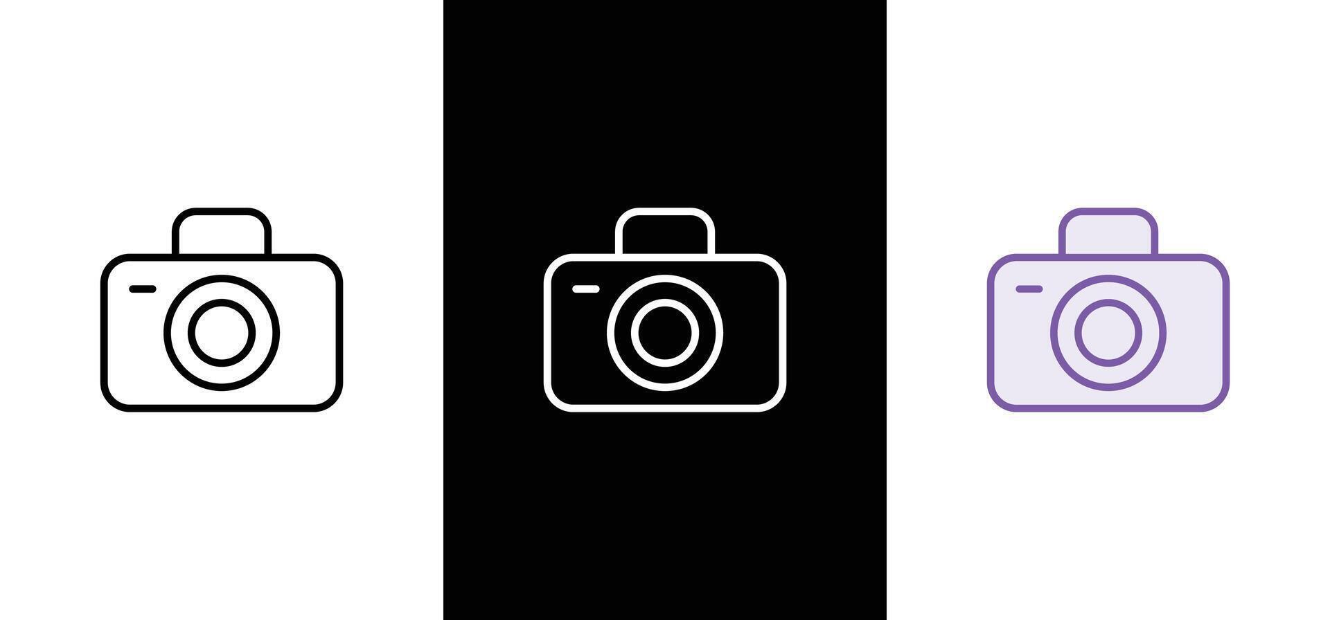 Camera icon set. Photo camera in flat style. vector