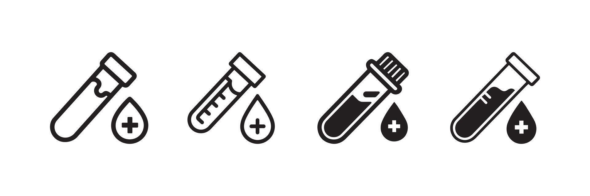 Blood Test Tube Icon Set Medical Laboratory Illustration vector